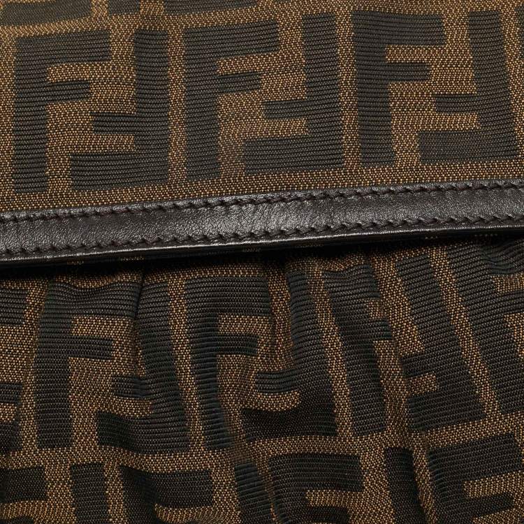 Pre Owned Fendi Tobacco Zucca Canvas and Leather Chef Flap Shoulder Bag