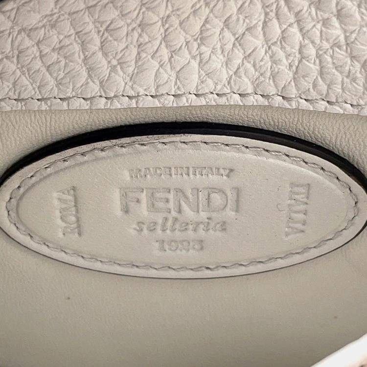 Pre Owned Fendi Peekaboo ICYU Selleria Medium White Black Leather Bag
