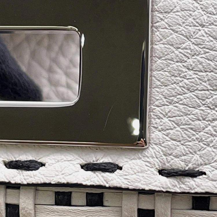 Pre Owned Fendi Peekaboo ICYU Selleria Medium White Black Leather Bag