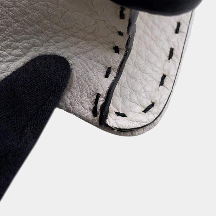 Pre Owned Fendi Peekaboo ICYU Selleria Medium White Black Leather Bag