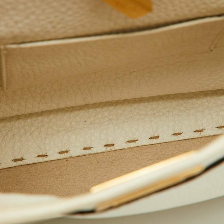 Pre Owned Fendi Off White Selleria Leather Mini Peekaboo Top Handle Bag