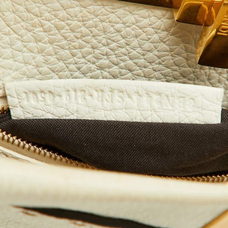 Pre Owned Fendi Off White Selleria Leather Mini Peekaboo Top Handle Bag
