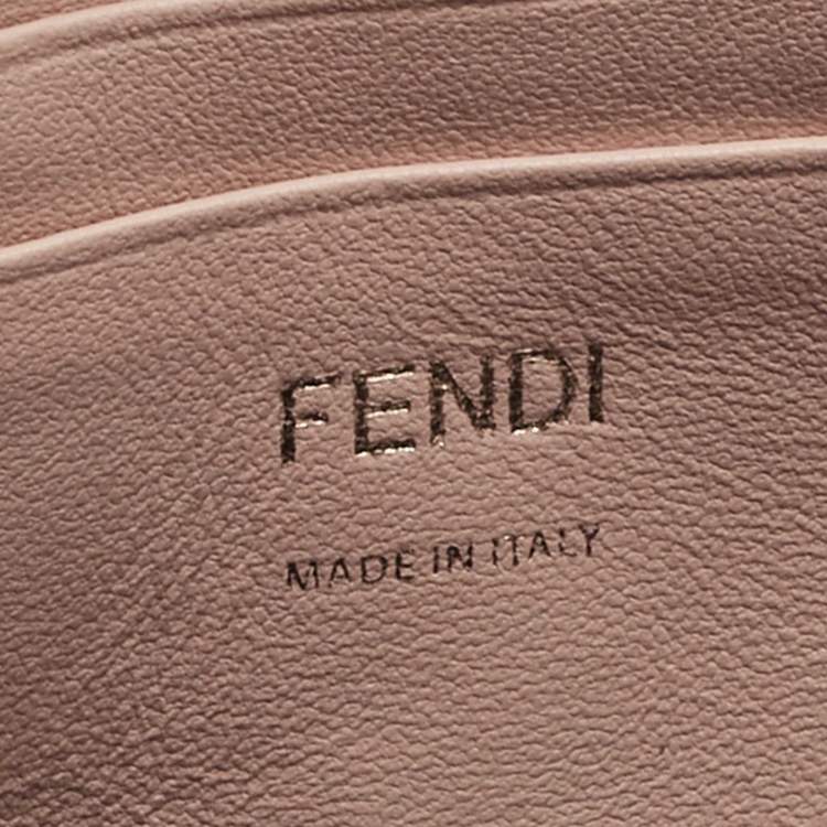 Pre Owned Fendi Peach FF Motif Leather Mini Baguette Bag
