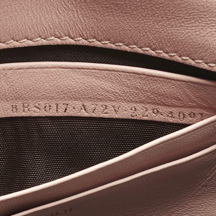 Pre Owned Fendi Peach FF Motif Leather Mini Baguette Bag