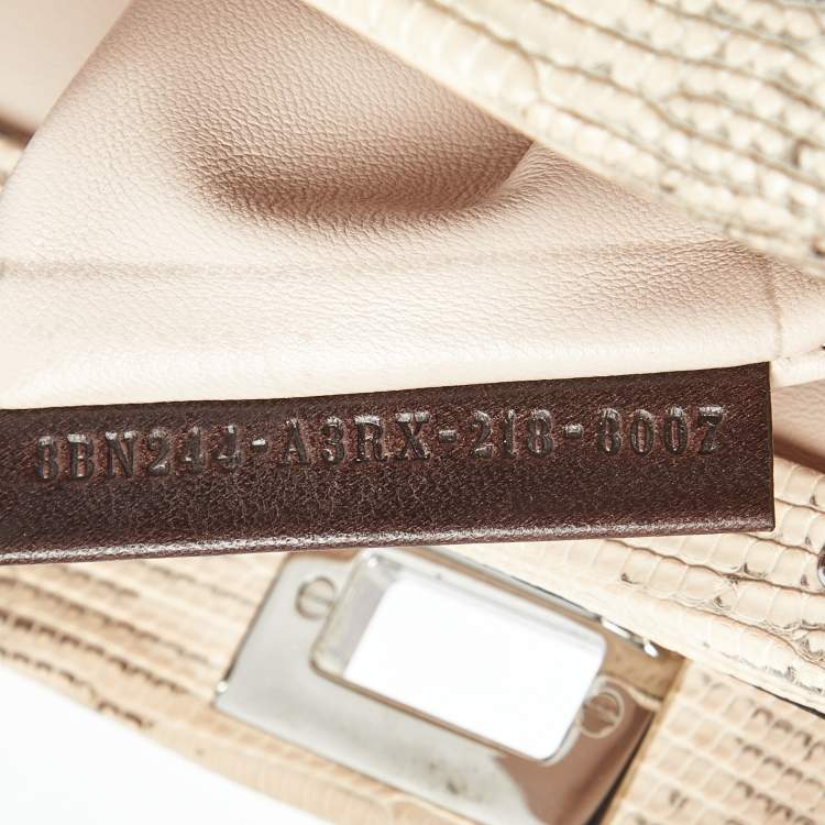 مملوكة مسبقًا Fendi Beige/Blush Pink Lizard Mini Peekaboo Top Handle Bag