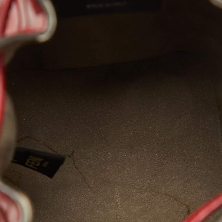 Pre Owned Fendi Red Zucca Leather Mini Mon Tresor Bucket Bag