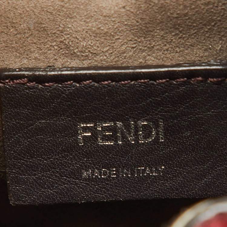 Pre Owned Fendi Red Zucca Leather Mini Mon Tresor Bucket Bag