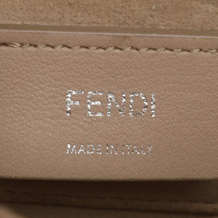 Pre Owned Fendi Old Rose Leather Mini Scalloped Studded Kan I Shoulder Bag