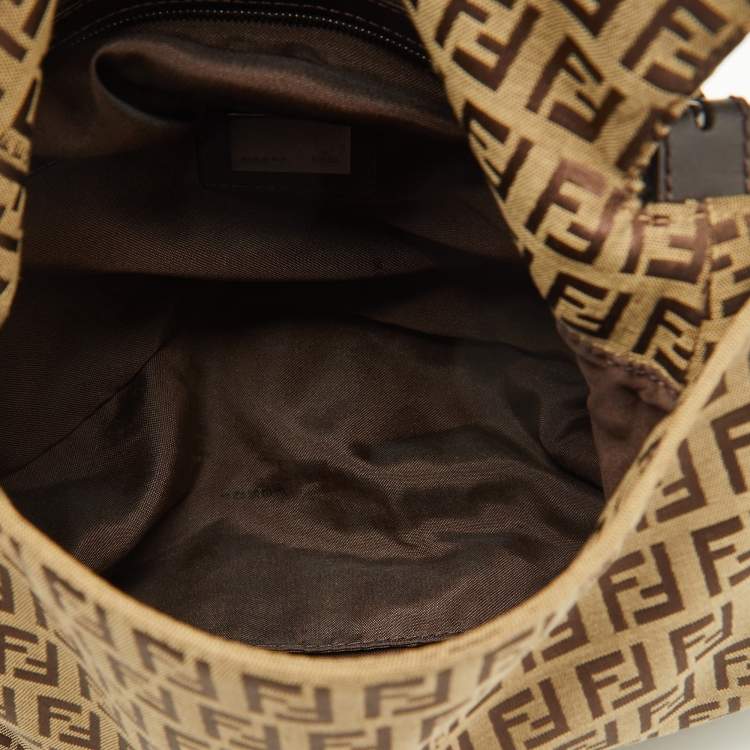 Pre Owned Fendi Beige/Brown Zucchino Canvas and Leather Mama Baguette Bag