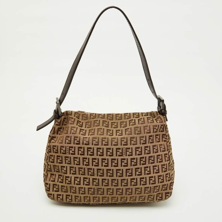 Pre Owned Fendi Beige/Brown Zucchino Canvas and Leather Mama Baguette Bag