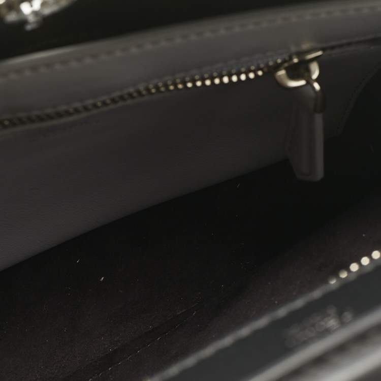 Pre Owned Fendi Black Leather Small Hypnoteyes Dotcom Top Handle Bag