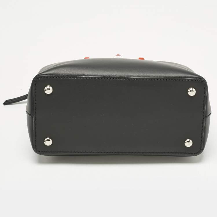 Pre Owned Fendi Black Leather Small Hypnoteyes Dotcom Top Handle Bag