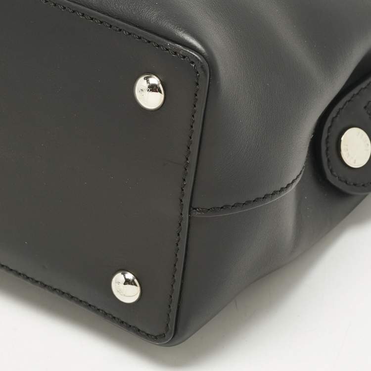 Pre Owned Fendi Black Leather Small Hypnoteyes Dotcom Top Handle Bag