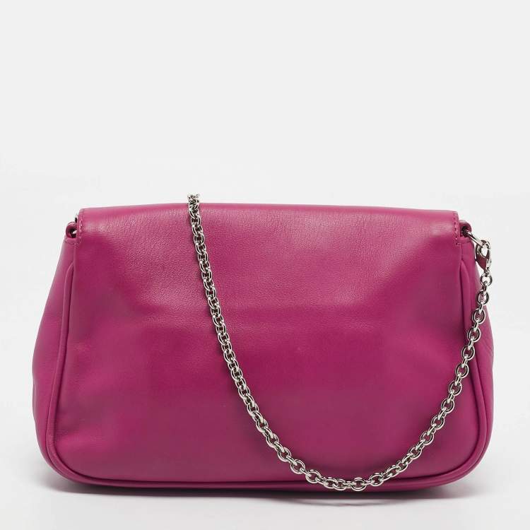 Pre Owned Fendi Pink Leather Fendista Pochette Crossbody Bag