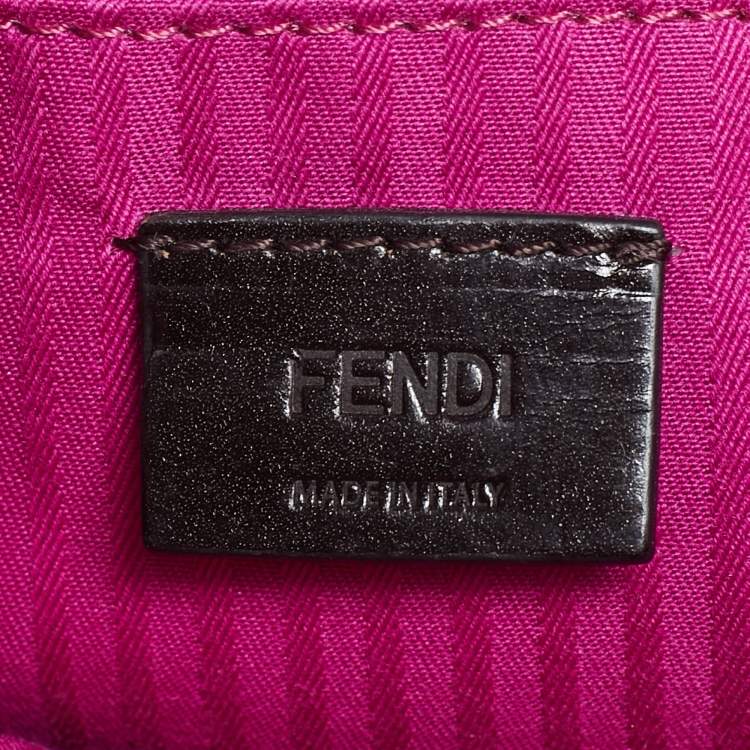 Pre Owned Fendi Pink Leather Fendista Pochette Crossbody Bag