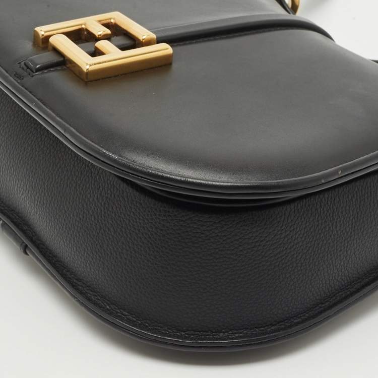 Pre Owned Fendi Black Leather Medium C'mon Shoulder Bag