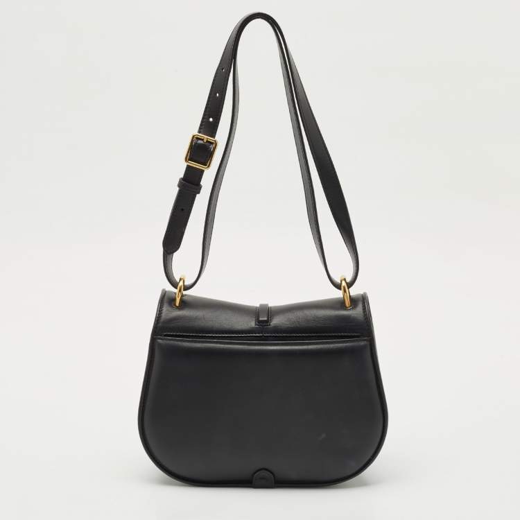 Pre Owned Fendi Black Leather Medium C'mon Shoulder Bag