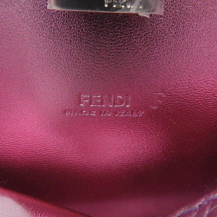 Pre Owned Fendi PeekabooChain shoulder Bag Mauve Pink Leather Size Nano