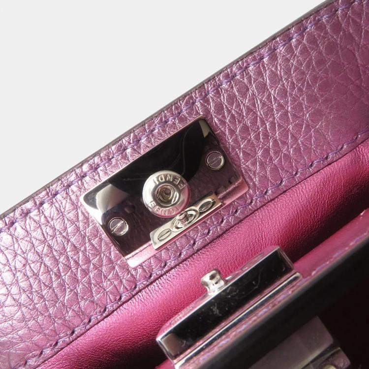 Pre Owned Fendi PeekabooChain shoulder Bag Mauve Pink Leather Size Nano