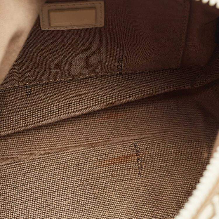 Pre Owned Fendi White/Beige Zucchino Rubber and Fabric Small Forever Boston Bag