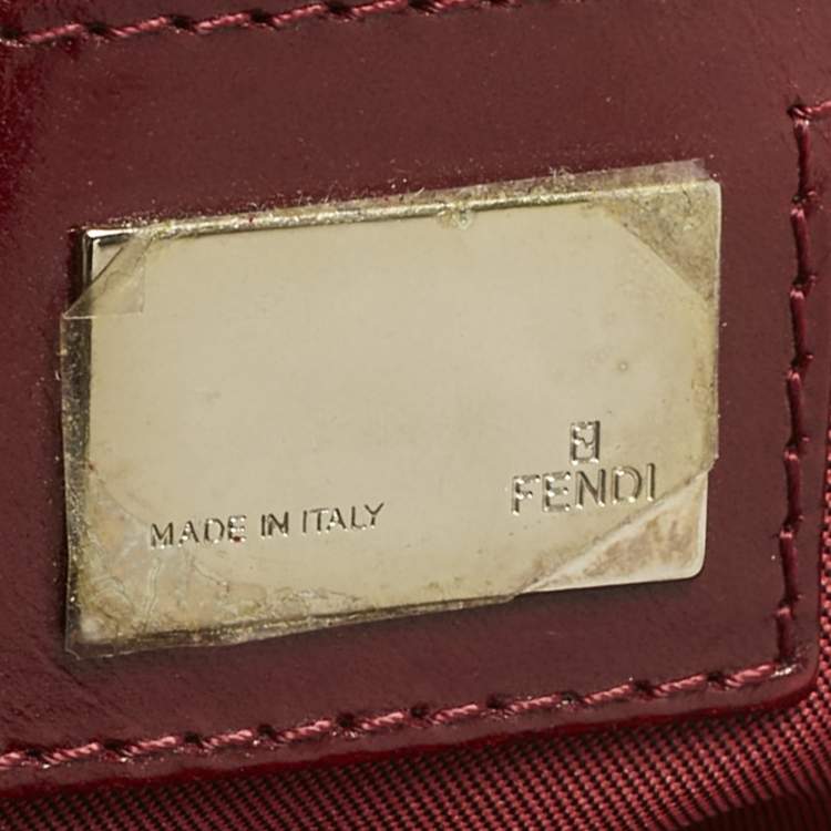 Pre Owned Fendi Red/Tobacco Zucca Nylon and Leather Double Pocket Shoulder Bag