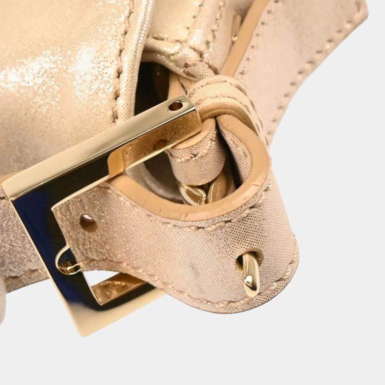 Pre Owned Fendi Baguette Metallic Leather Handbag