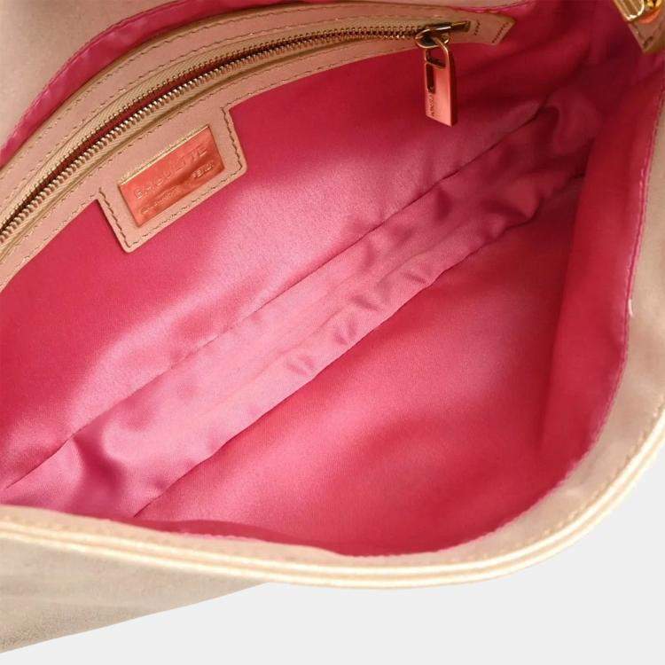 Pre Owned Fendi Baguette Metallic Leather Handbag