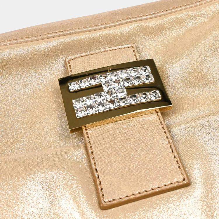 Pre Owned Fendi Baguette Metallic Leather Handbag