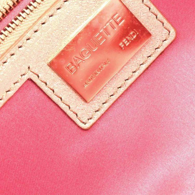 Pre Owned Fendi Baguette Metallic Leather Handbag