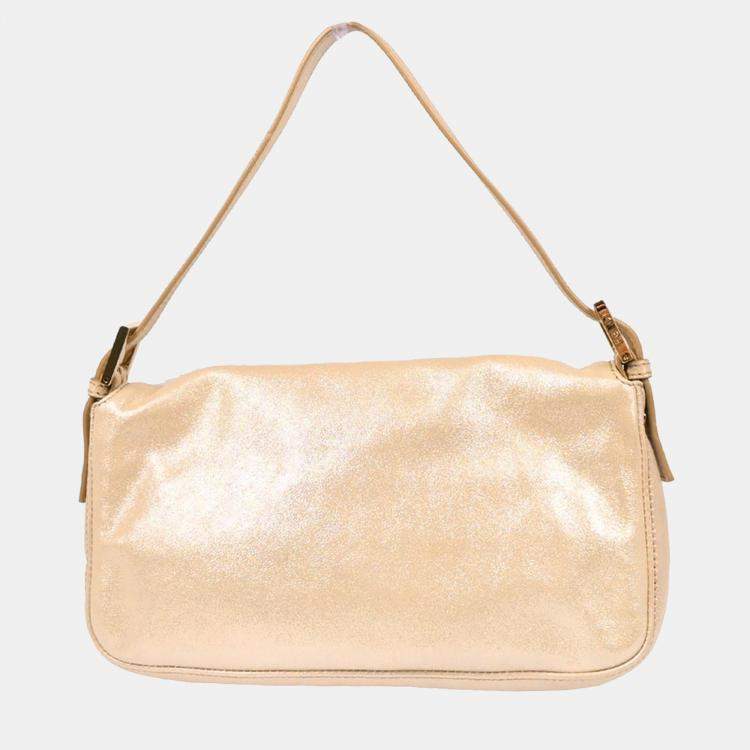 Pre Owned Fendi Baguette Metallic Leather Handbag