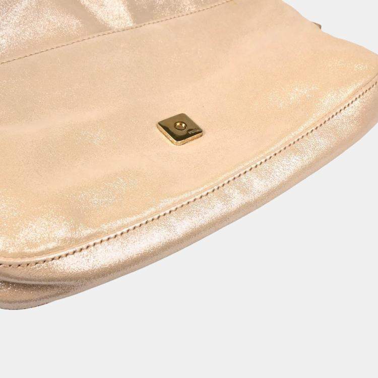 Pre Owned Fendi Baguette Metallic Leather Handbag