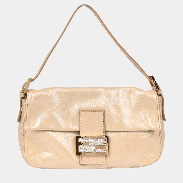 Pre Owned Fendi Baguette Metallic Leather Handbag