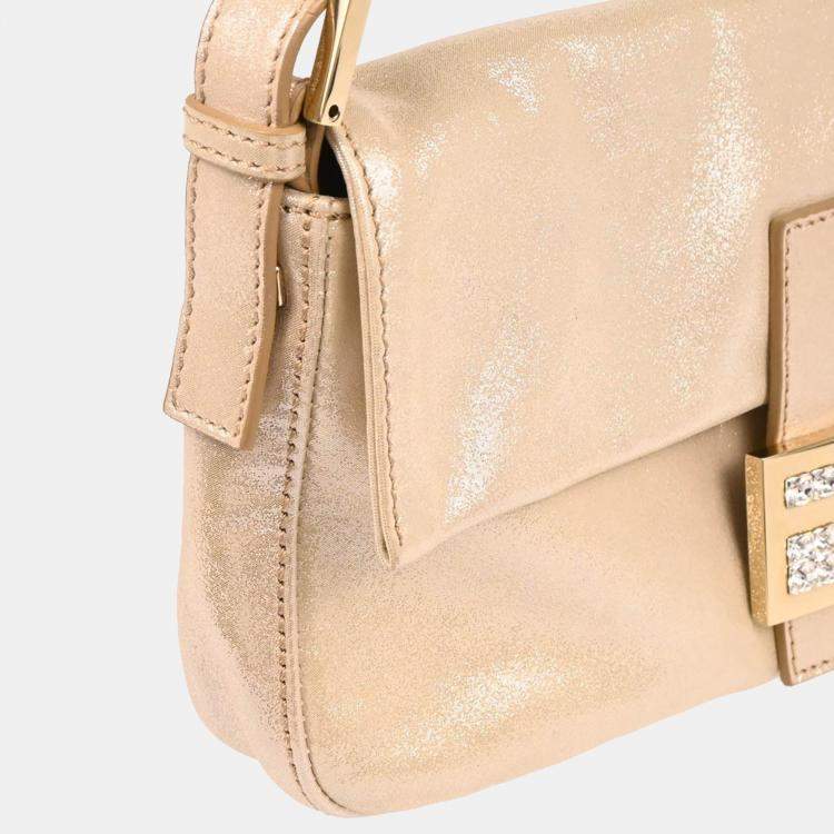 Pre Owned Fendi Baguette Metallic Leather Handbag