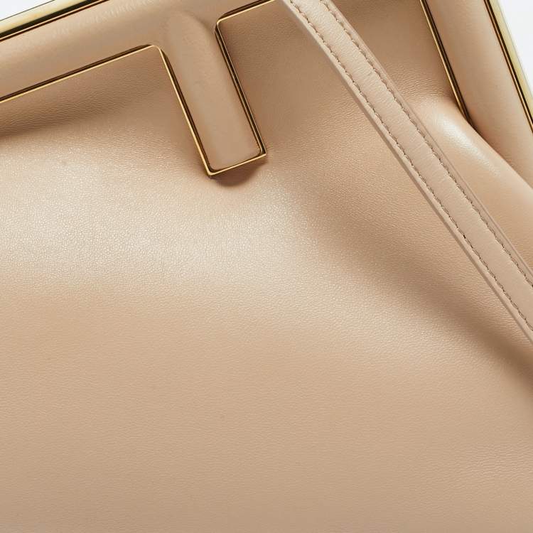 Pre Owned Fendi Beige Leather Small First Shoulder Bag