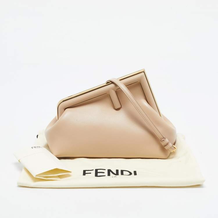 Pre Owned Fendi Beige Leather Small First Shoulder Bag