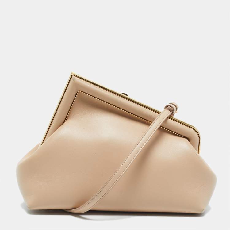 Pre Owned Fendi Beige Leather Small First Shoulder Bag