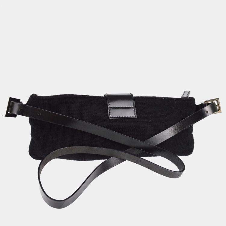 Pre Owned Fendi Black Wool Shoulder Bag