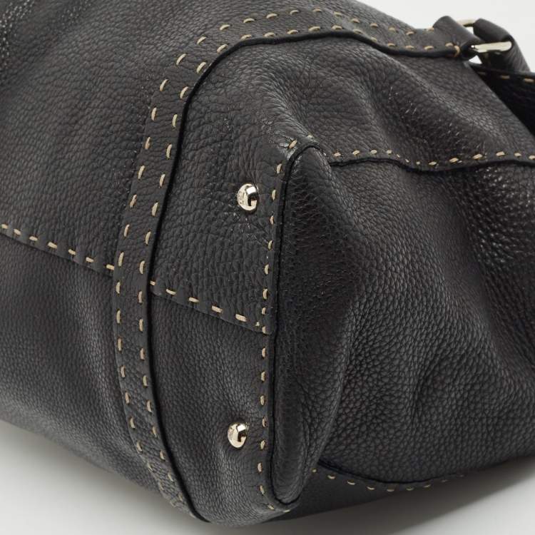 Pre Owned Fendi Black Selleria Leather Large Linda Satchel 