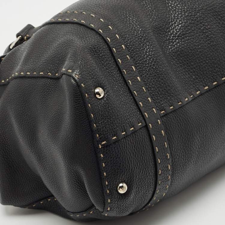 Pre Owned Fendi Black Selleria Leather Large Linda Satchel 