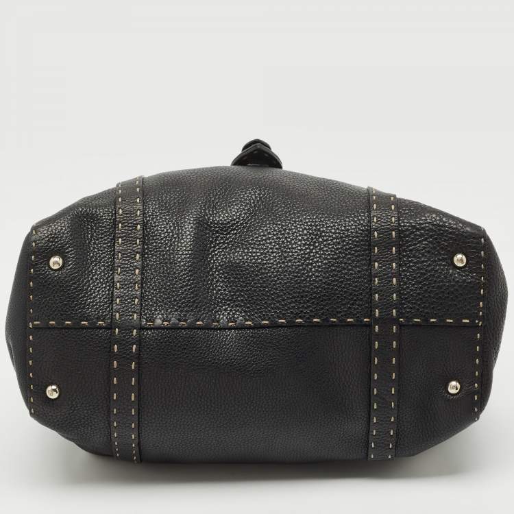 Pre Owned Fendi Black Selleria Leather Large Linda Satchel 