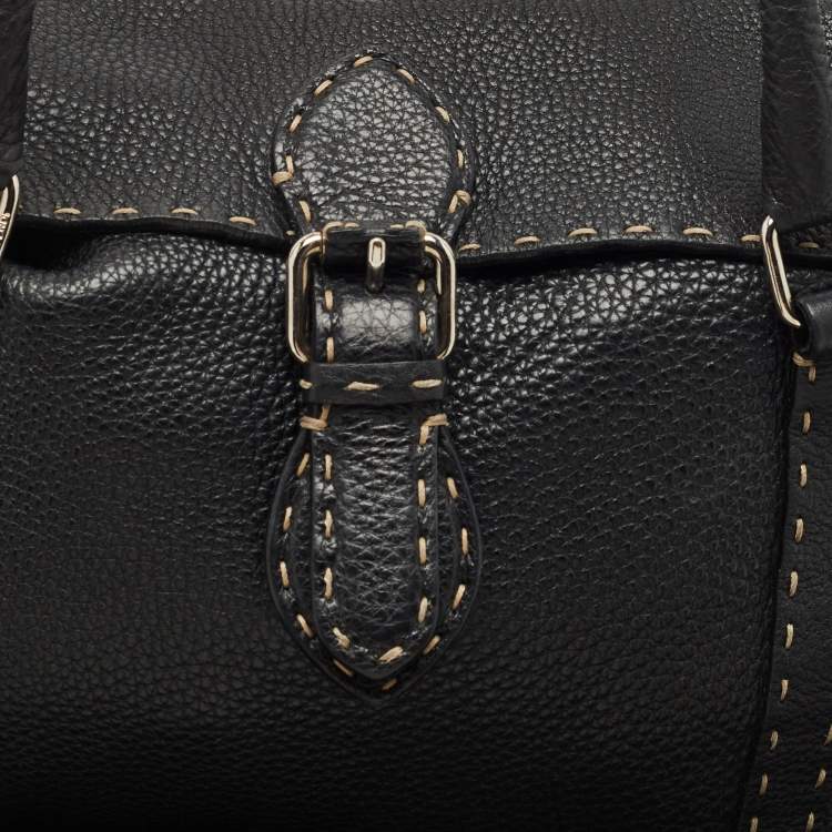 Pre Owned Fendi Black Selleria Leather Large Linda Satchel 