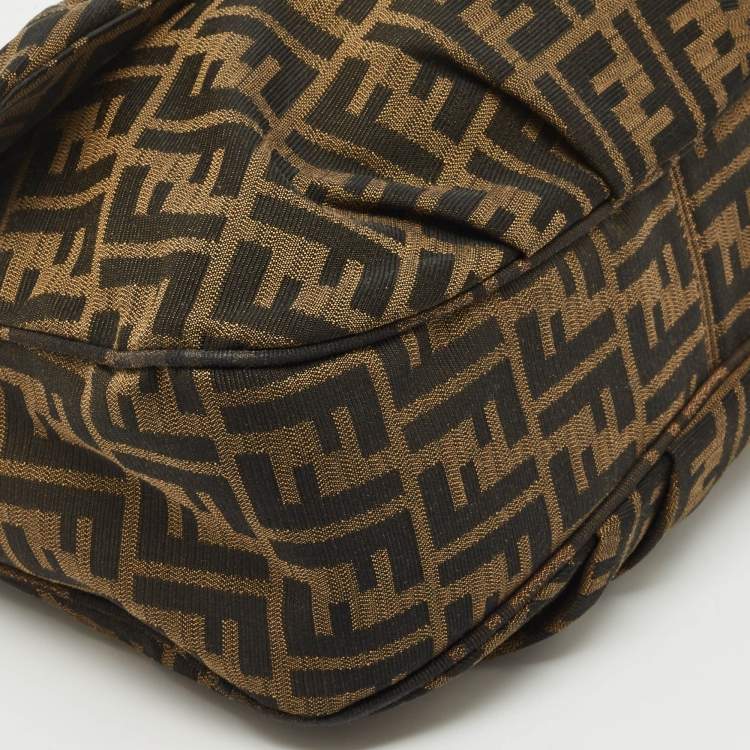 Pre Owned Fendi Tobacco Zucca Canvas and Patent Leather Mia Flap Shoulder Bag