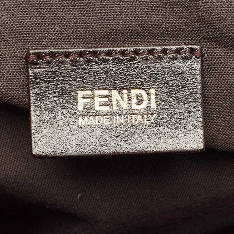 Pre Owned Fendi Tobacco Zucca Canvas and Patent Leather Mia Flap Shoulder Bag