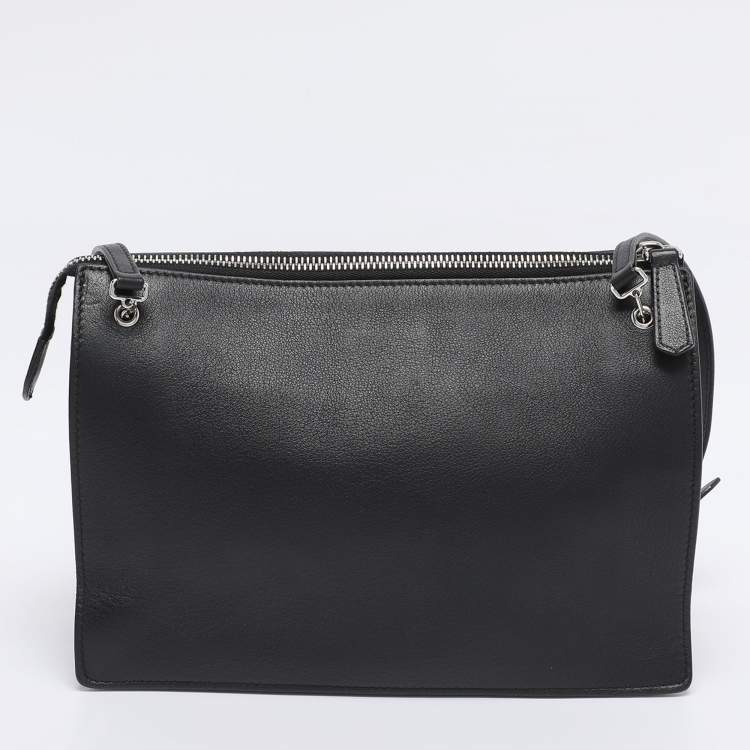 Pre Owned Fendi Black Leather Rainbow Stud Crossbody Bag