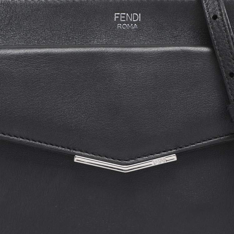 Pre Owned Fendi Black Leather Rainbow Stud Crossbody Bag