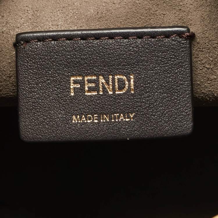 Pre Owned Fendi Pink/Yellow Zucca Leather Mini Mon Tresor Drawstring Bucket Bag