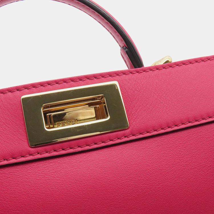 Pre Owned Fendi Peekaboo Small Pink Leather Tote Bag
