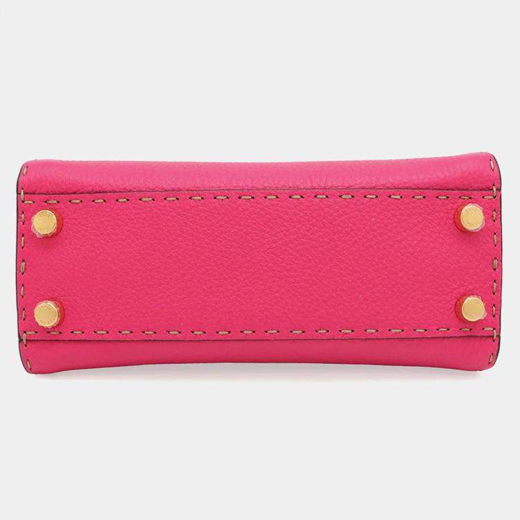 Pre Owned Fendi Selleria Peekaboo 2wayBag Pink Leather Size Mini