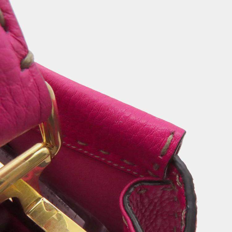 Pre Owned Fendi Selleria Peekaboo 2wayBag Pink Leather Size Mini