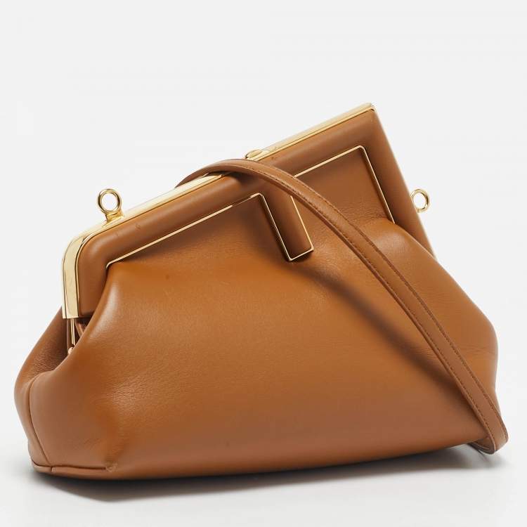Pre Owned Fendi Brown Leather Small First Shoulder Bag